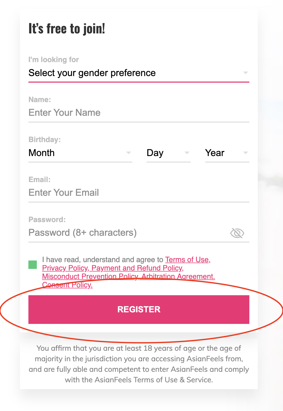 How to Register on AsianFeels